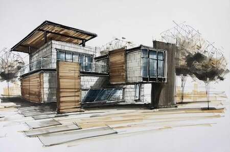 Architectural design concept sketch
