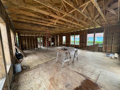 Wood-framed house construction