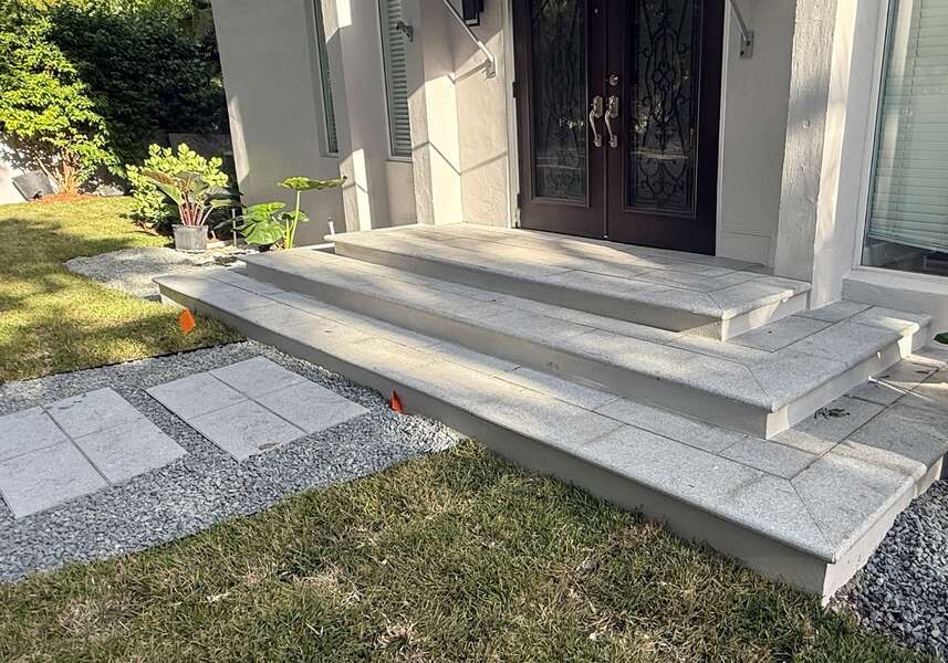 Front step reconfiguration and tiling