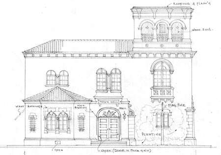 A historical building elevation drawing