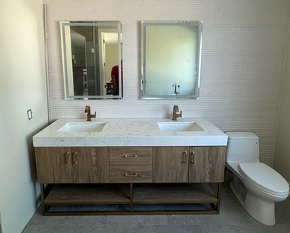 Modern double vanity with smart mirrors