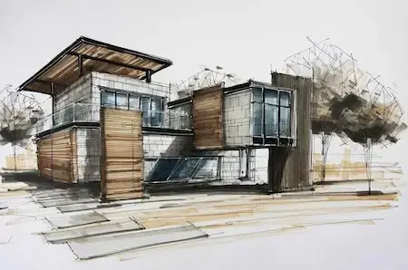 Architectural design concept sketch