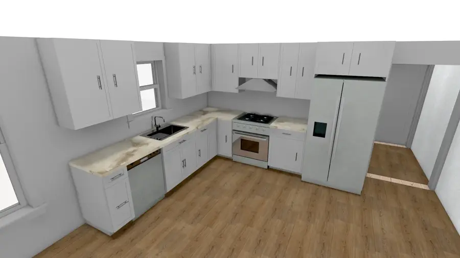 3D rendering of a kitchen remodel